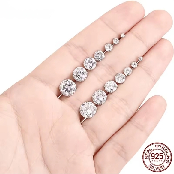 Elegant Silver Stud Earrings Set - Picture 6 of 16